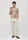 Mango Man Structured Cotton Knit T-shirt Sand