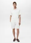 Mango Man Structured Knit Shorts White In White