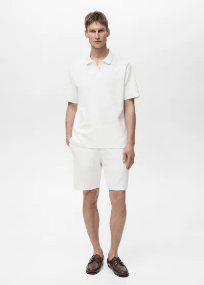 Mango Man Structured Knit Shorts White