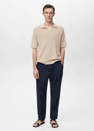 Mango Man Polo Maille Structure Sable - Homme - Xxl -