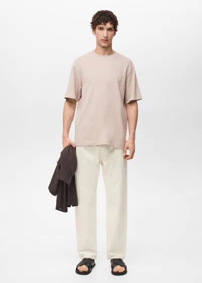 Mango Man Structured Relaxed-fit T-shirt Beige