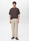 Shop Mango Man Structured Relaxed-fit T-shirt Chocolate