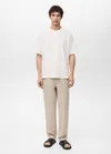 Mango Man Structured Relaxed-fit T-shirt Ecru