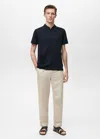 Mango Man Structured Relaxed-fit T-shirt Night Blue