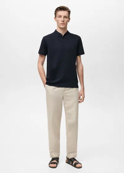 Mango Man Structured Relaxed-fit T-shirt Night Blue