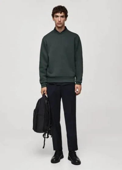 Mango Man Structured Stretch Fabric Sweatshirt Green