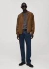 Mango Man Suede-effect Bomber Jacket Cognac
