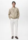 Mango Man Suede-effect Bomber Jacket Grey In Gray