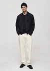 Mango Man Suede-effect Bomber Jacket Night Blue