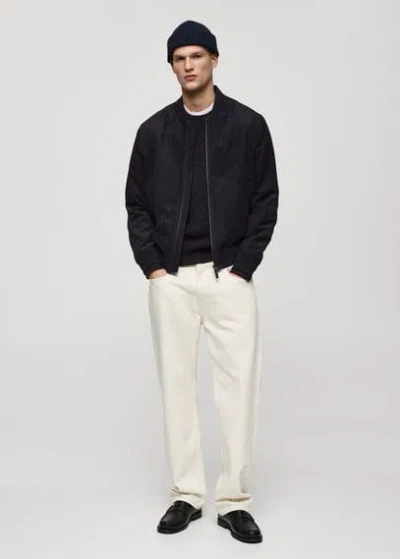 Mango Man Suede-effect Bomber Jacket Night Blue