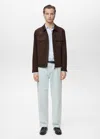 Mango Man Suede-effect Jacket With Zip Chocolate In Chocolate