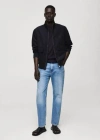 Mango Man Suede-effect Jacket With Zip Night Blue In Night Blue