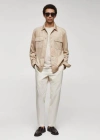 Mango Man Suede Effect Overshirt With Pockets Sand In Sand