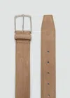 Mango Man Suede Leather Belt Beige