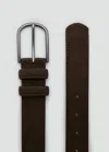 Mango Man Suede Leather Belt Brown