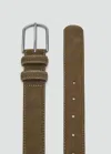 Mango Man Suede Leather Belt Khaki In Brown