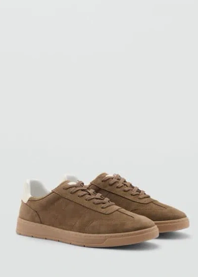 Mango Man Suede Mixed Sneakers Medium Brown