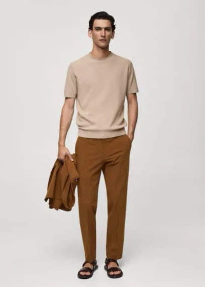 Mango Man Suit Trousers Burnt Orange