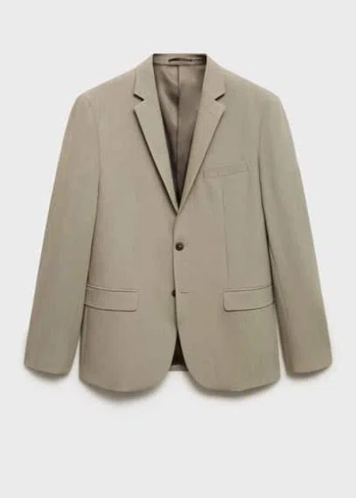 Mango Man Tailored Wool-blend Overcoat Beige