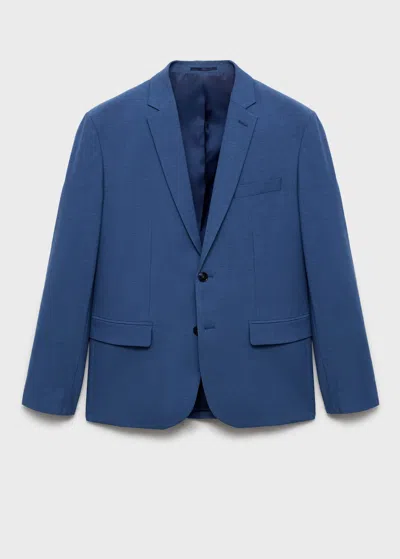 Mango Man Super Slim-fit Suit Jacket In Stretch Fabric Blue