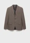 Mango Man Super Slim-fit Suit Jacket In Stretch Fabric Brown In Brown