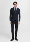 Mango Man Super Slim-fit Suit Jacket In Stretch Fabric Dark Navy
