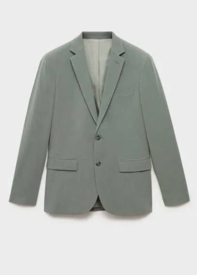 Mango Man Super Slim-fit Suit Jacket In Stretch Fabric Green