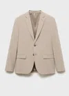 Mango Man Super Slim-fit Suit Jacket In Stretch Fabric Sand
