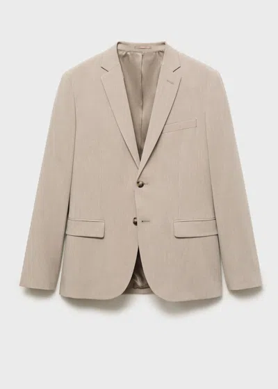Mango Man Super Slim-fit Suit Jacket In Stretch Fabric Sand