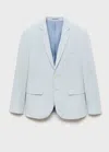 Mango Man Super Slim-fit Suit Jacket In Stretch Fabric Sky Blue In Sky Blue