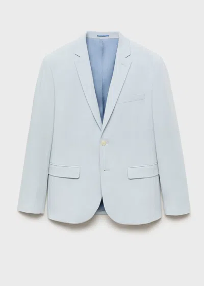 Mango Man Super Slim-fit Suit Jacket In Stretch Fabric Sky Blue