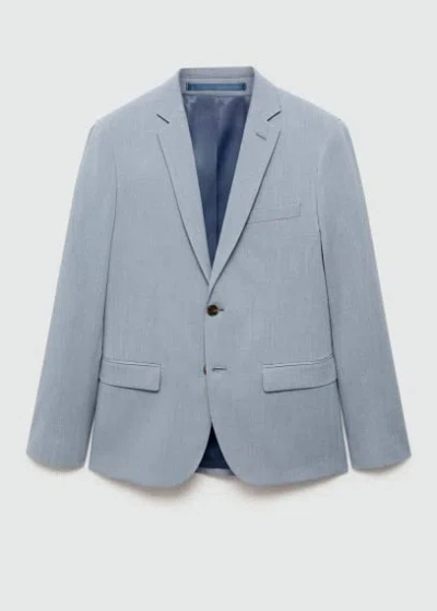 Mango Man Super Slim-fit Suit Jacket In Stretch Fabric Sky Blue
