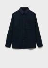 Mango Man Tencel Regular Fit Overshirt Dark Navy