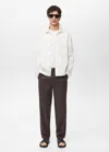 Mango Man Linen-cotton Overshirt With Pocket Ecru In Écru