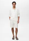 Mango Man Surchemise Lin Poches Blanc - Homme - M -  In Blanc