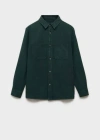 Mango Man Tencel Regular Fit Overshirt Dark Green