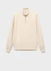 Mango Man Regular-fit Cotton Sweatshirt With Zip Ecru