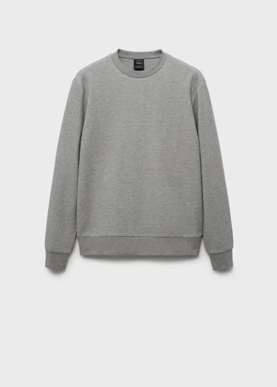 Mango Man Regular-fit Cotton Sweatshirt Medium Heather Grey