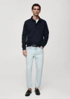 Mango Man Regular-fit Cotton Polo Sweatshirt Dark Navy In Bleu Marine Foncé