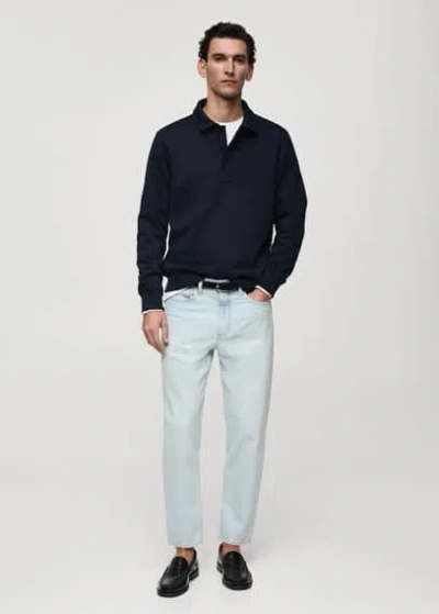 Mango Man Regular-fit Cotton Polo Sweatshirt Dark Navy In Bleu Marine Foncé