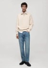 Mango Man Regular-fit Cotton Polo Sweatshirt Ecru In Écru