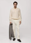 MANGO MAN 100% CASHMERE POLO SWEATER ECRU