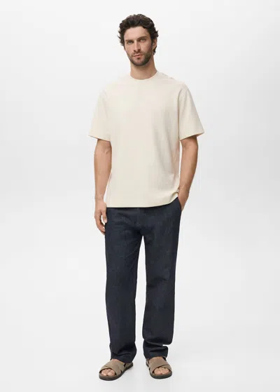 Mango Man Sweatshirt Fabric T-shirt Relaxed Fit Sand