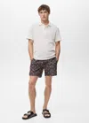 Mango Man Maillot De Bain Imprimé Voiliers Marron - Homme - Xl -