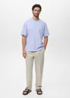 Mango Man 100% Cotton Relaxed-fit T-shirt Sky Blue
