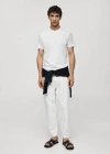 Mango Man T-shirt 100 % Coton Slim-fit Blanc - Homme - Xxl -