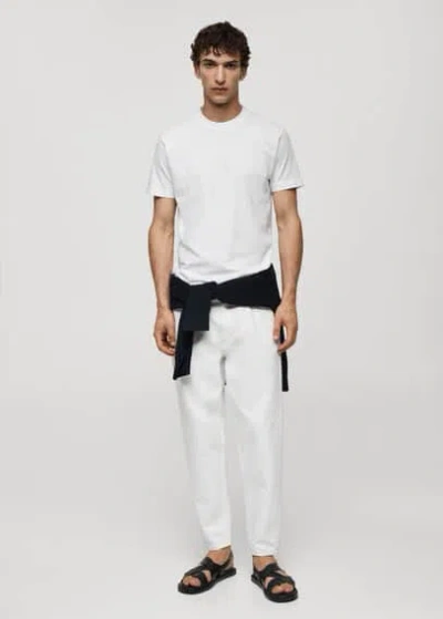 Mango Man T-shirt 100 % Coton Slim-fit Blanc - Homme - Xxl -  In Blanc