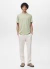 Mango Man T-shirt 100 % Coton Slim-fit Vert Menthe - Homme - Xl -