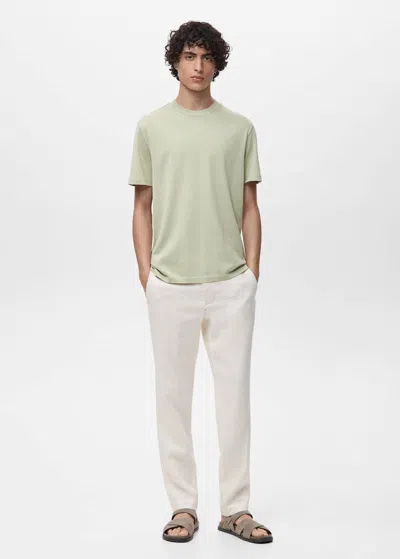 Mango Man T-shirt 100 % Coton Slim-fit Vert Menthe - Homme - Xl -