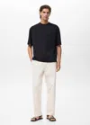 Mango Man T-shirt 100% Cotton Boxy Fit Pocket Black